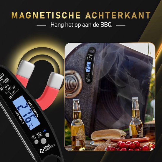 MostEssential Premium Fleischthermometer - BBQ-Thermometer - Schwarz