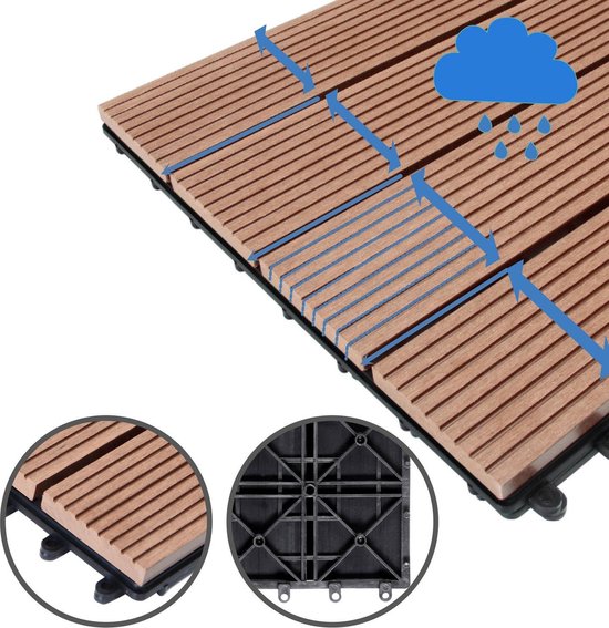 WPC-Terrassenfliesen – 22er-Set „Klassisch“ 30 x 30 cm – Terrakotta