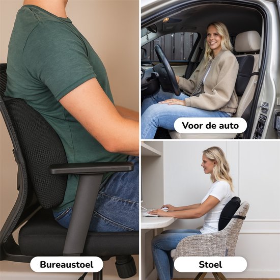 Alyze Ergonomisches Rückenkissen - Lumbalkissen Auto - Unterer Rücken - Lesekissen - Memory Foam - Rückenstütze Bett & Sofa - Orthopädisches Stützkissen mit waschbarem Bezug