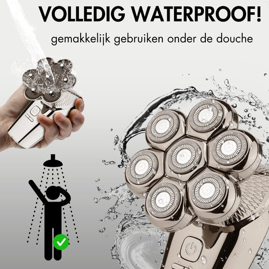 6-in-1 Rasierer für Männer + extra Scherkopf - Trimmer - Clipper - Sansbeauté® SkullSharp PRO MAX - Elektrischer Gesichts- & Kopfrasierer - Schädelrasierer - Kopfrasur - Nass & Trocken - Elektrisch