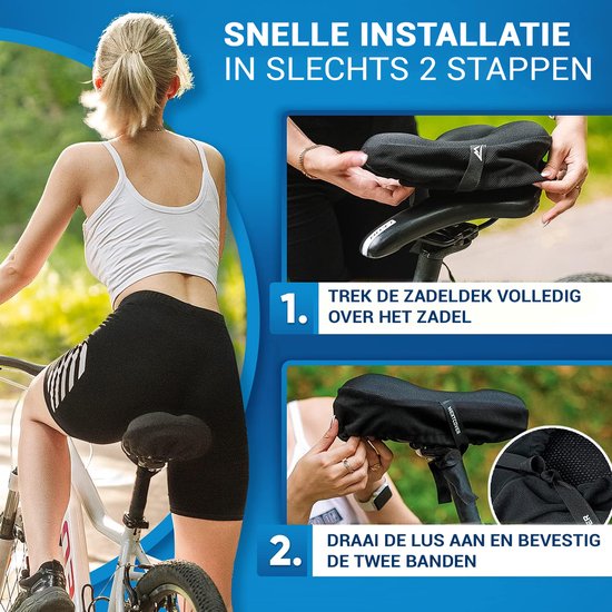 NEXTCOVER® NEW Universal Gel-Sattelüberzug Fahrrad inklusive Regenschutz [Memory Foam] - Sattelüberzug wasserdicht mit mehrlagiger Polsterung -Sattelüberzug Regen für Fahrradsattel für Männer und Frauen - Slim