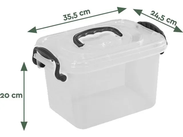 Brasq Aufbewahrungsbox - 11 Liter - SB11 - 35,5 x 24,5 x 20 cm - Transparent - Stapelbar - Pro 3 Stück