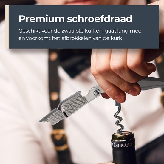 Castagnola Korkenzieher - Kellnermesser - Weinöffner - Flaschenöffner - Hebel - Deluxe - Komplett aus Edelstahl