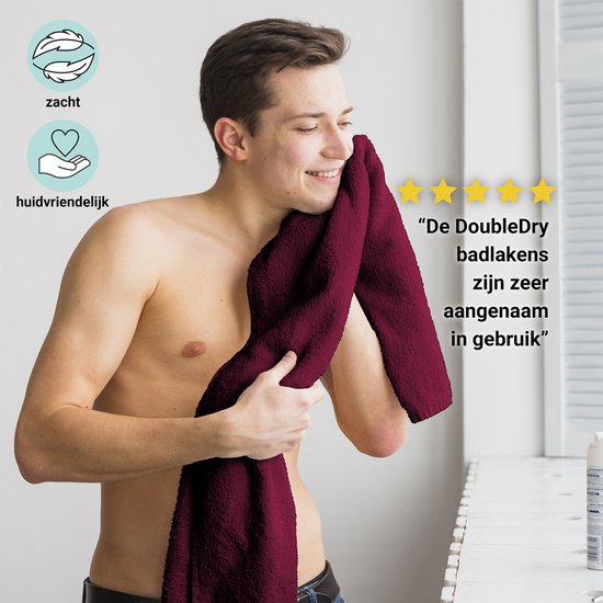 DoubleDry XL Handtücher 70 x 140 – 6er-Set – Hotelqualität 500 g/m² – 6x Bordeauxrot