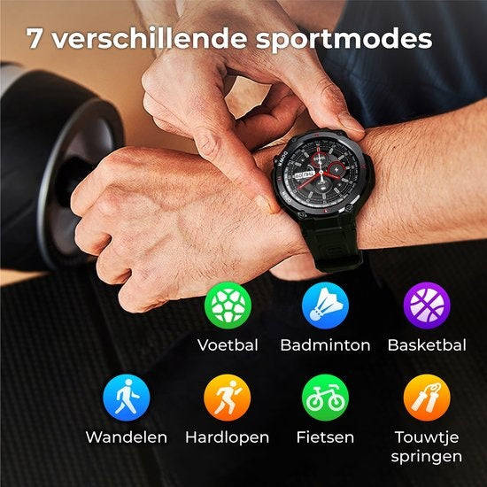 Nuvance Outdoor Smartwatch K22 - 45mm - Touchscreen - IP67 Wasserdicht - iOS & Android