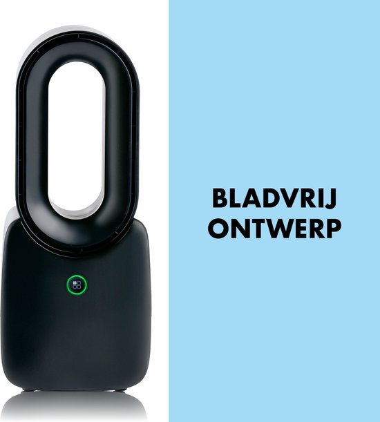 Lifetime Air Bladeless Fan - Leiser Ventilator mit drei Geschwindigkeiten - Kabelloser Tischventilator - Tischventilator mit LED-Stimmungslicht - USB-C wiederaufladbar - Kompaktes Design - 5W - Schwarz