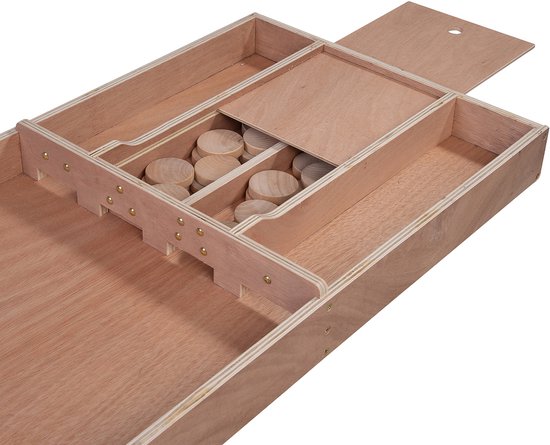 Shuffleboard-Wettkampfmodell aus Holz, 200 cm – inklusive 30 Shuffleboard-Steine – Shuffleboard aus Multiplex-Holz für zu Hause und die Freizeit – Gesellschaftsspiel – Longfield