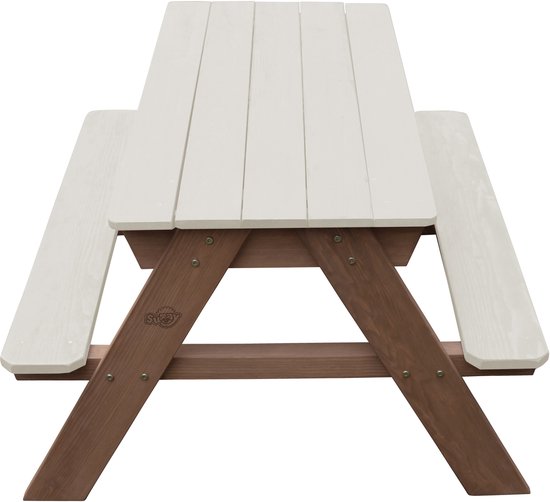 Sunny Dave Zand & Water Picknicktisch in Beige für Kinder – Multifunktionaler Picknicktisch mit 2 herausnehmbaren Kunststoffbehältern – FSC-zertifiziertes Holz