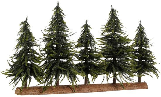 House of Seasons Dekorativer Baumstamm mit künstlichen Weihnachtsbäumen – L 80 x H 40 cm – Grün