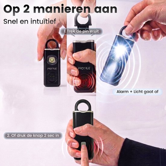 Persönlicher Alarm – Selbstverteidigungs-Schlüsselanhänger – 130 dB Taschenalarm mit Taschenlampe – Pfefferspray – Wiederaufladbar