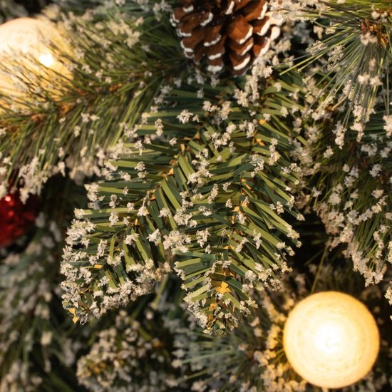 Black Box Trees Kaprun Kunstweihnachtsbaum mit Beleuchtung – Kunstweihnachtsbaum H 90 x Ø 51 cm – im Topf mit Dekoration – Grün, Rot, Frosted