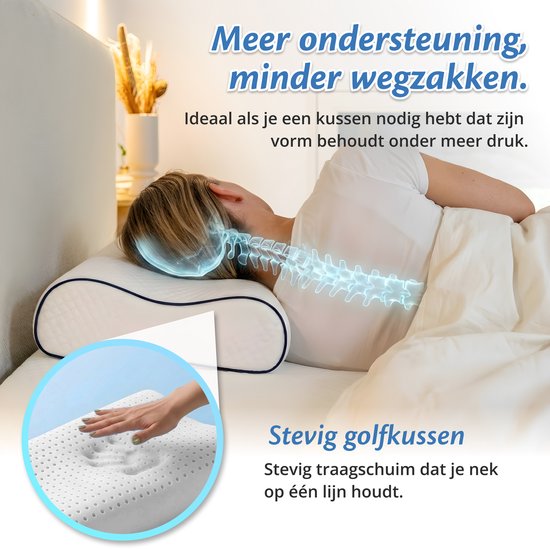 Ella Wave-Hard – Orthopädisches Kopfkissen für Rücken- und Seitenschläfer – Ergonomisches Nackenstützkissen aus Memory-Schaum – Schlafkissen bei Nackenbeschwerden, 60 x 40 cm – Weiß