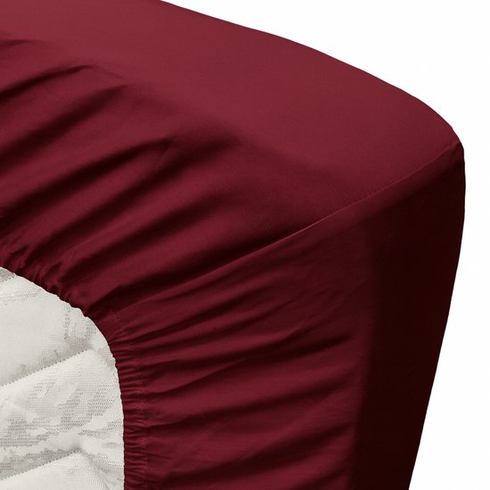 Ten Cate Spannbetttuch 90 x 200 – Baumwollsatin – Spannbetttücher – Geeignet für Boxspringbetten und Matratzen – Eckhöhe 35 cm – Rundum-Gummizug – Bügelfrei – Bordeauxrot