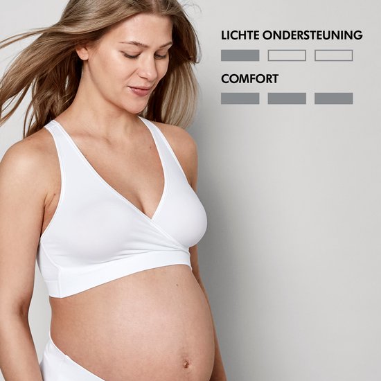 Medela Keep Cool Sleep-BH – Nahtloser Schlaf-BH – Schwangerschafts-BH – Still-BH mit 2 atmungsaktiven Zonen – Soft-Touch-Material – Weiß – Größe S