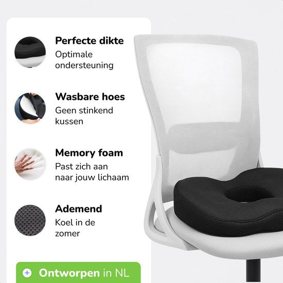 Sitzkissen Orthopädisch - Donut Kissen - Bounce - Ergonomisch - Memory Schaum - Für Auto, Bürostuhl & Sofa - Alyze