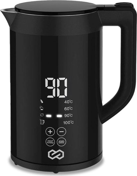 Infinity Goods Wasserkocher mit Temperaturregelung - Heizfunktion - Temperaturregelung - 1.5L - Schwarz