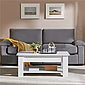 Yaheetech Couchtisch – Verstellbar – Mit Gasfeder-Hebemechanismus, Schaumstoffkappen und offenem Stauraum – Für Wohnzimmer und Sitzecke – Weißes MDF und Metall – 98 x 50 x 42 cm