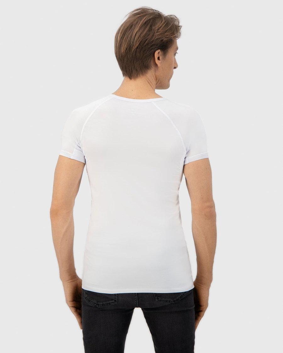 Fibershirts Anti-Schweiß-Shirt mit tiefem V-Ausschnitt – Weiß – M – Herren