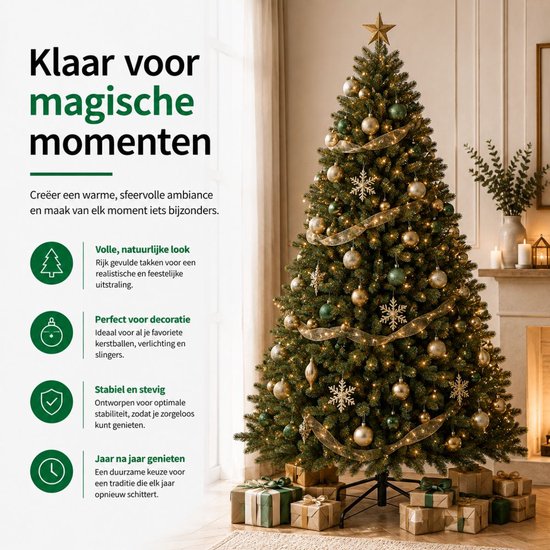 Black Box Trees Toronto Kunstbaum H 230 x T 140 cm – Weihnachtsbaum mit realistischen, frostigen Nadelspitzen – Weihnachtsdekoration für den Innenbereich – Scharnierkonstruktion für schnellen und einfachen Aufbau – Grün