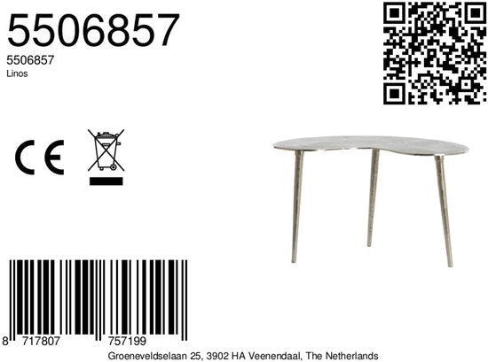 Light & Living Beistelltisch „Linos“ aus Bio-Holz, 67 x 49 cm – Nickel