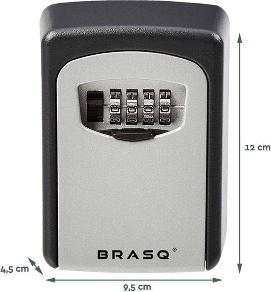 BRASQ Schlüsseltresor - Außentresor mit Code - Safe mit Zahlenschloss - Schlüsselschrank - KC500 - Grau