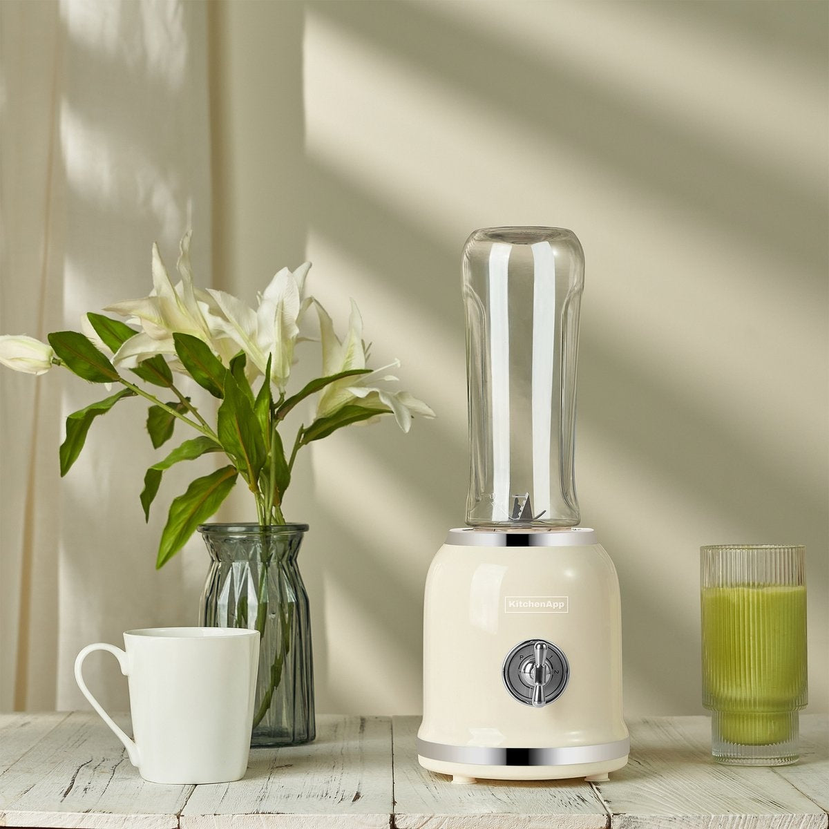 KitchenApp - Retro-Mixer - zum Mitnehmen - Smoothie-Maker - Inklusive zwei Flaschen