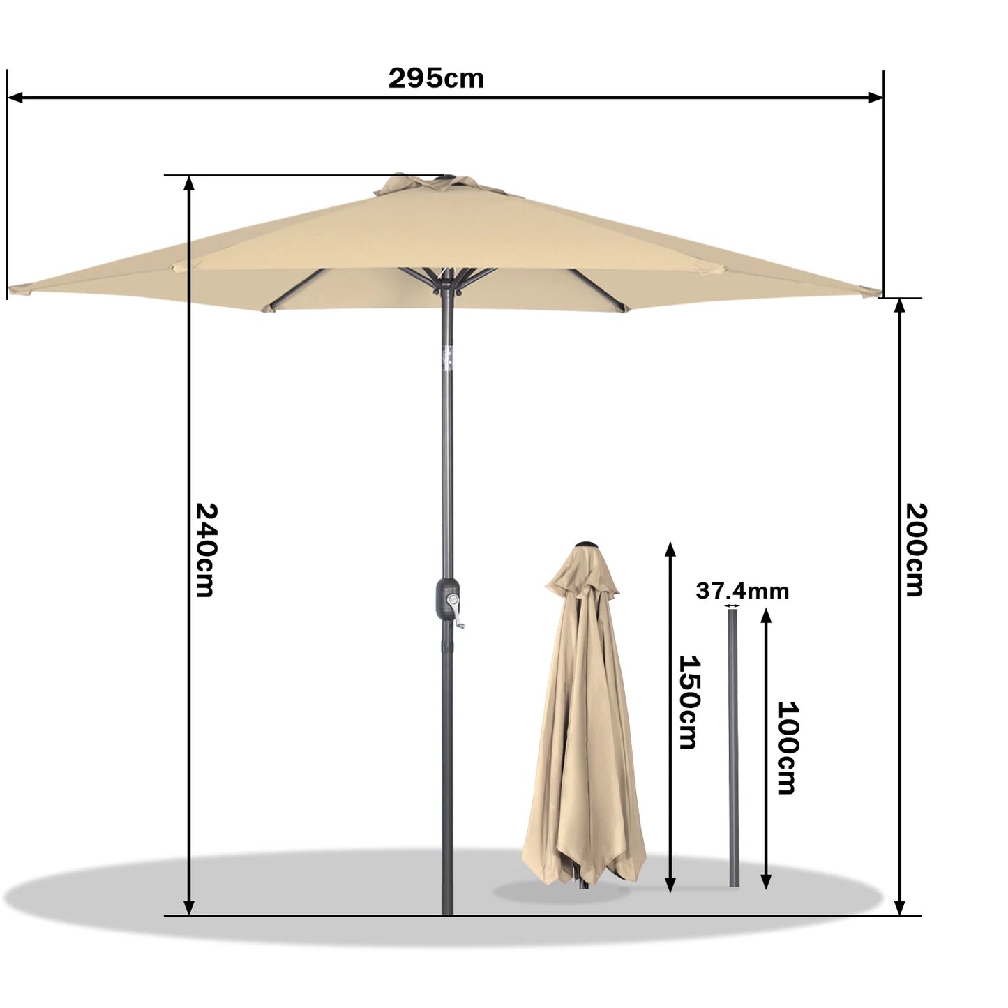 Angel Living 300 cm rechteckiger Schwebesonnenschirm – Sonnenschirm mit Kreuzfuß und schwenkbarem Arm – Rot