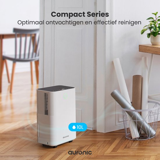 Auronic Luftentfeuchter - Compact Series - 10 l pro Tag - Waschtrockenfunktion - Schlafzimmer, Bad und Wohnzimmer - Weiß