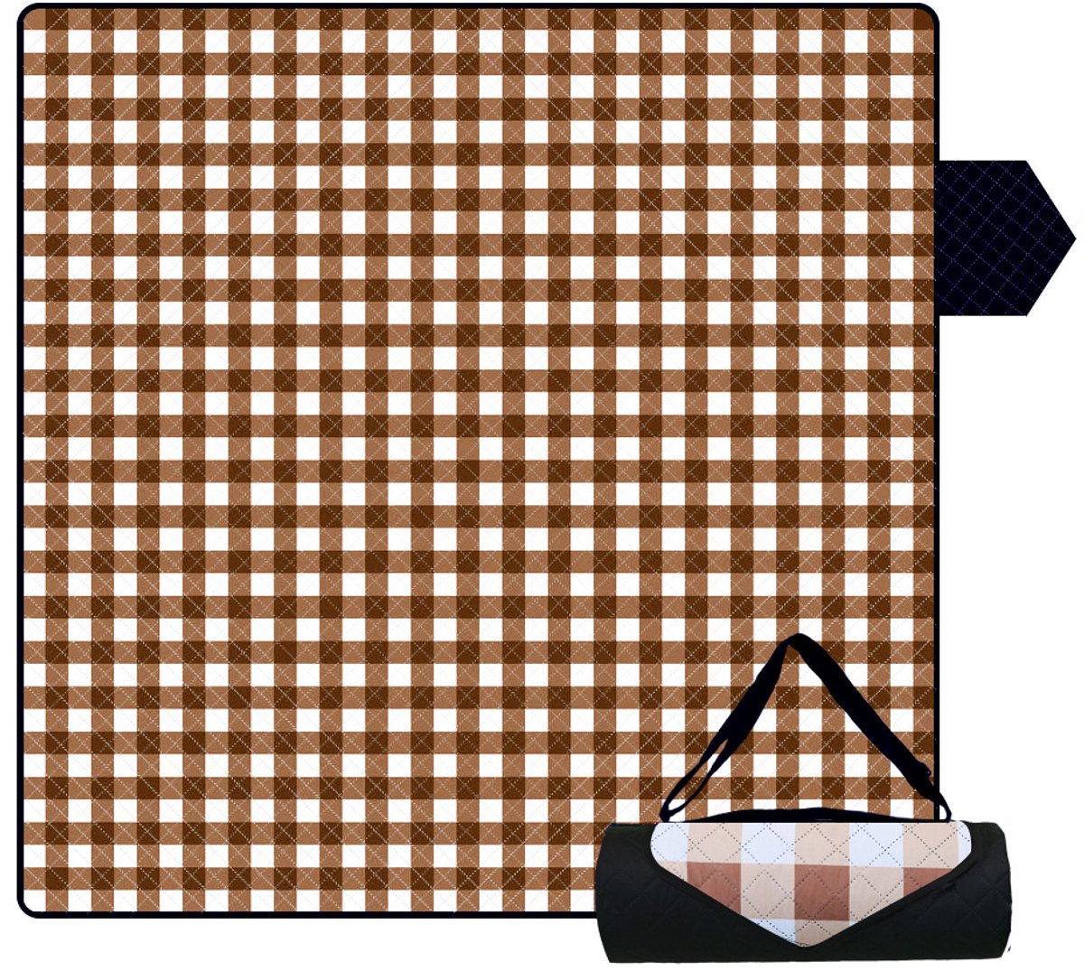 Fuegobird Picknickdecke 200 x 200 cm – Wasserdicht, sandabweisend und faltbar – XXL – Braun