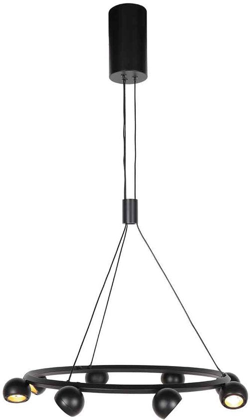 Schwarze, runde 8-flammige Hängeleuchte Marcadore, ø 60 cm – schwenkbar, höhenverstellbar, Kunststoff/Metall – Steinhauer