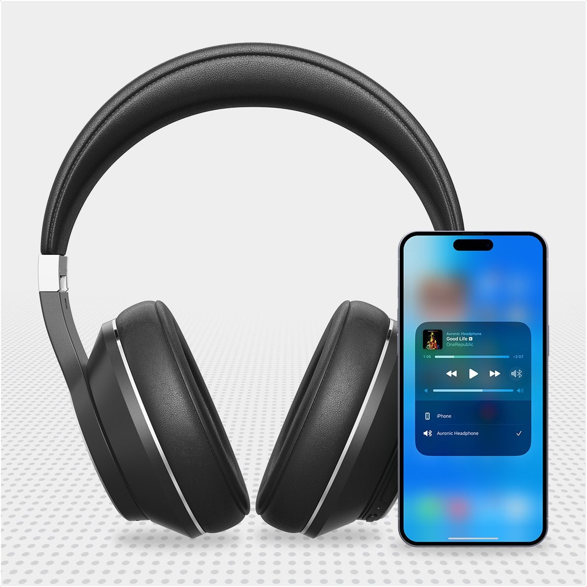 Auronic QuietSound Bluetooth-Kopfhörer kabellos - Over-Ear - aktive Geräuschunterdrückung - Mikrofon - inkl. Tragetasche - Schwarz