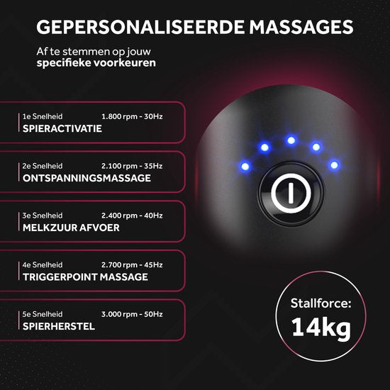 Northwall FLEX Massagepistole – Muskelmassagegerät – 5 Stufen – Inkl. 4 Aufsätze & Tasche – 15 x 10 x 5,5 cm – Schwarz