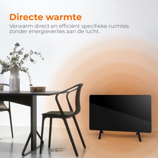 Wadu Infrarot-Heizpaneel - Infrarot-Paneel tragbar - Thermometer enthalten - Infrarot-Heizung - 480W - Schwarz