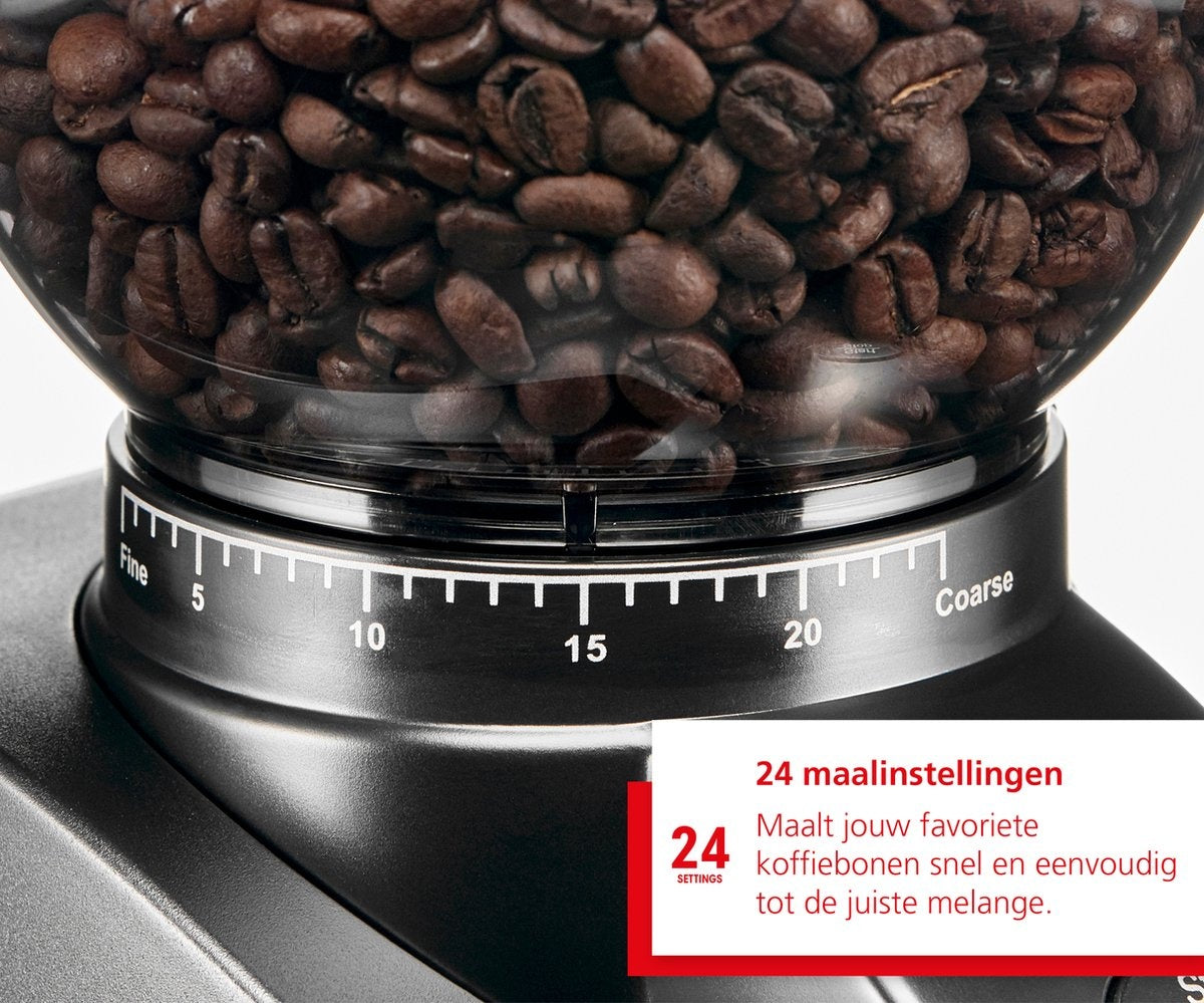 Solis Scala Zero Static 1662 Kaffeemühle - Elektrische Kaffeemühle - Kaffeemühle mit 24 Mahlgradeinstellungen - Antistatisch - Schwarz