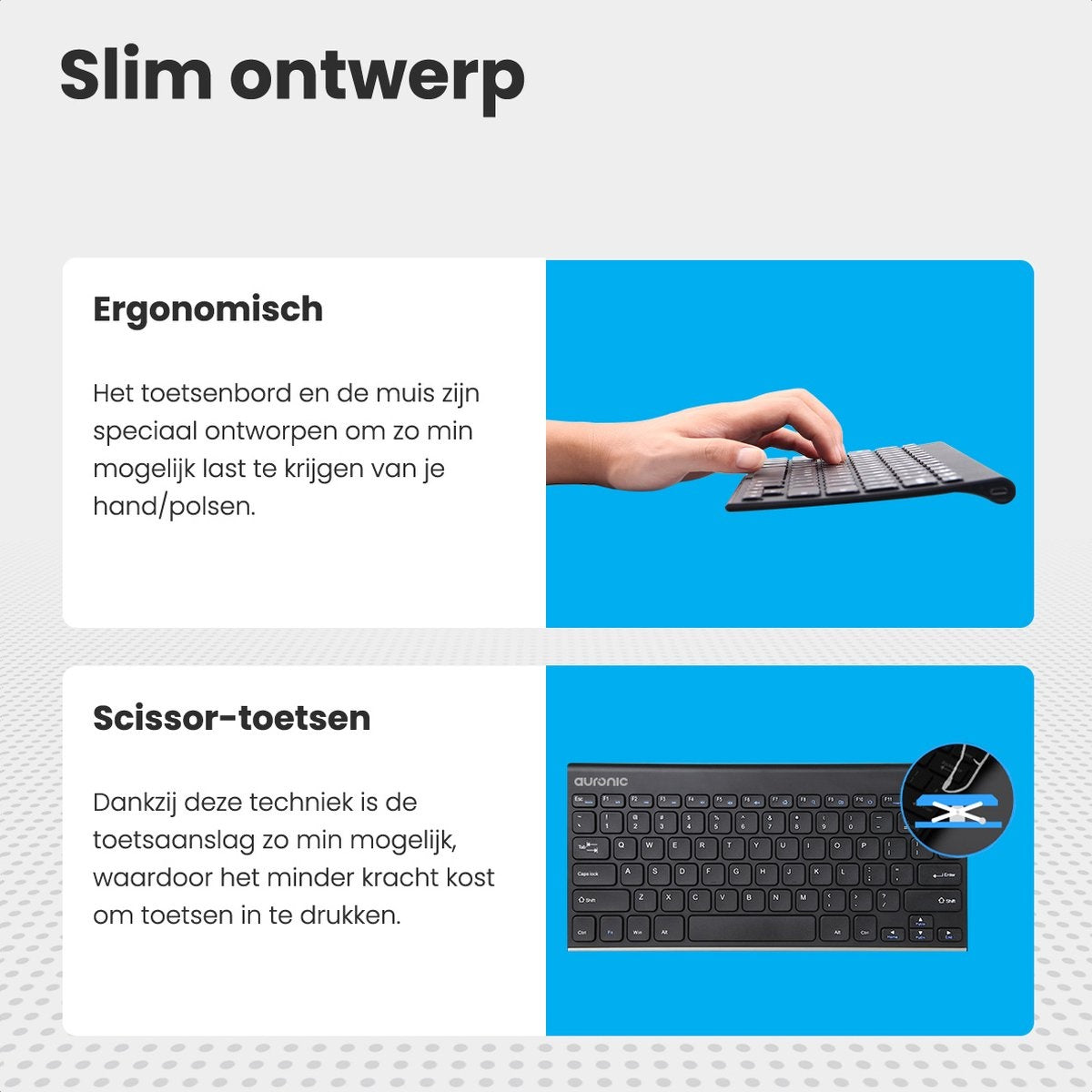Auronic Wireless Tastatur und Maus - QWERTY - Schwarz