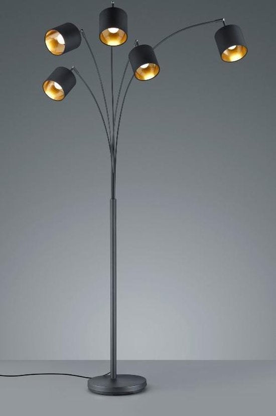 REALITY TOMMY Stehleuchte - Schwarz - goldfarben - exkl.5xE14 - IP20 - H200cm