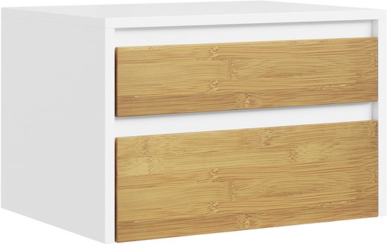 SoBuy FBT175-E-WN – Nachttisch – Weiß – 2 Schubladen – Push-to-Open – 40 x 29 x 25 cm | FBT175-E-WN