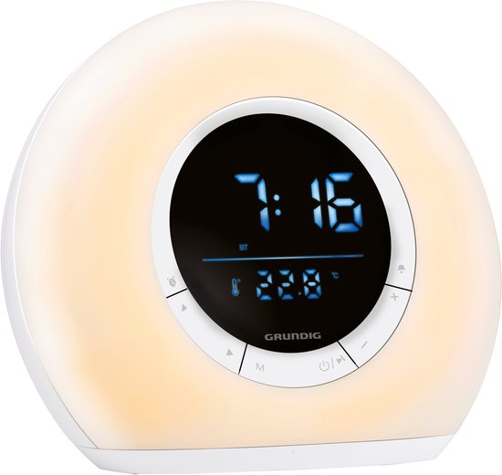 Grundig Wake-Up Lichtwecker - Digitaler Wecker mit Radio und Bluetooth - Lichtwecker mit LED-Anzeige - Wecklicht - Weiß