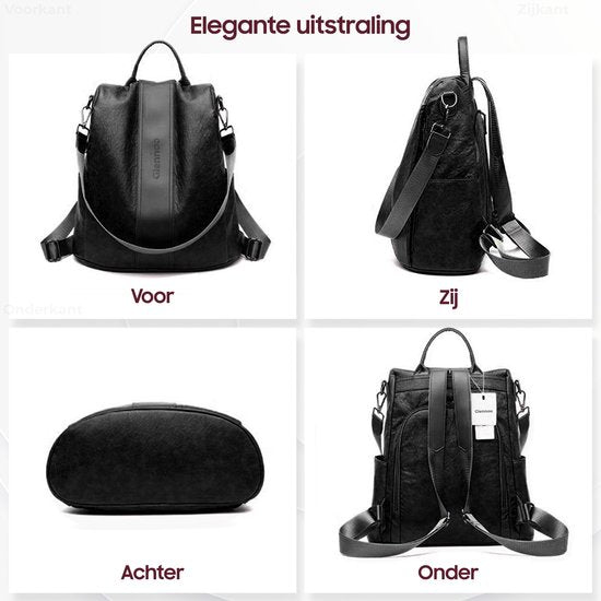 Glennoo Damen Rucksack – Anti-Diebstahl – Wasserabweisend – 33 x 14 x 32 cm – Schwarz