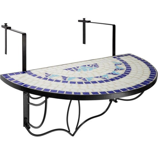 tectake -  Balkontisch Mosaik klappbar weiß/blau - 402766