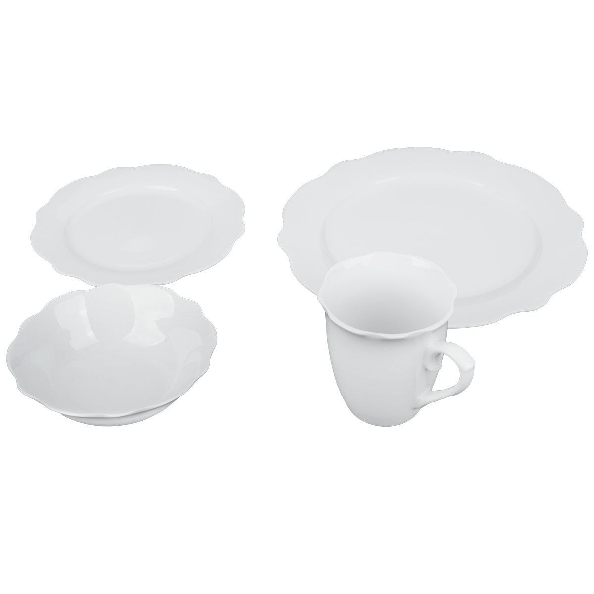 Geschirrset in Lotusblütenform – elegante weiße Keramikteller und -schalen