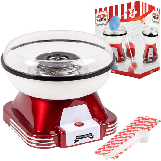 Gadgy Zuckerwattemaschine Retro, mit 10 Stäbchen und Messlöffel - Zuckerwattemaschine - Zuckerwatte - Kinderparty - Zuckerwatte - Zuckerwatte - Zuckerwattemaschinen