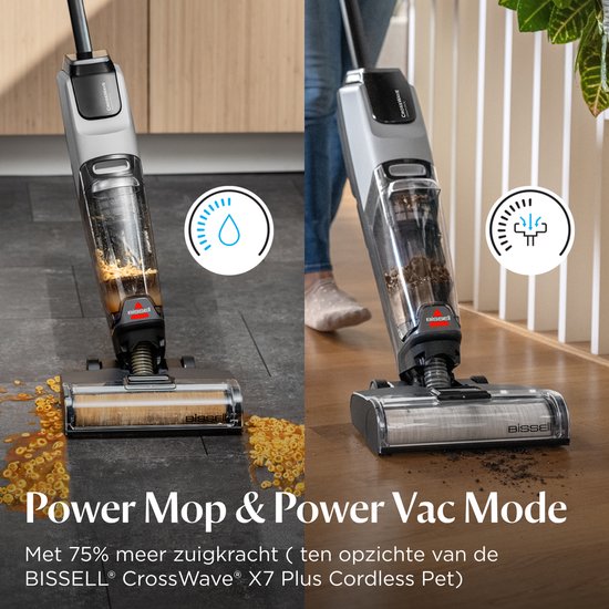 BISSELL CrossWave® OmniForce™ Select Bodenreiniger – Kabelloser Staubsauger mit Wischfunktion – Fleckenentferner für Hartböden – Kabelloser Stabstaubsauger – 2-in-1-Staubsauger mit LED – Besonders leistungsstark mit 31 aW – ZeroGap-Technologie™ – 3912 N