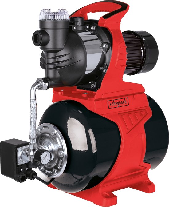 Haushaltswasserpumpe – Scheppach – HWW1400c – 1300 W – 6000 l/h – 4,8 bar – Max. Förderhöhe 44 m – 24 l Tankinhalt