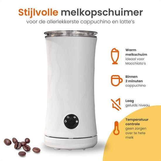 Goliving Milchaufschäumer elektrisch 4-in-1 zum Aufschäumen und Erhitzen Antihaftbeschichtung 240 ml Weiß
