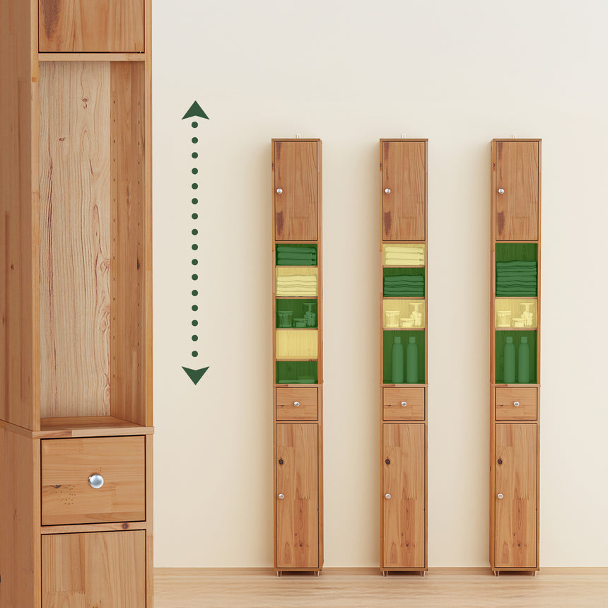 SoBuy Hoher Badezimmerschrank BZR34-II-SH 20 x 20 x 180 cm – Massives Zedernholz – Holzfarbe