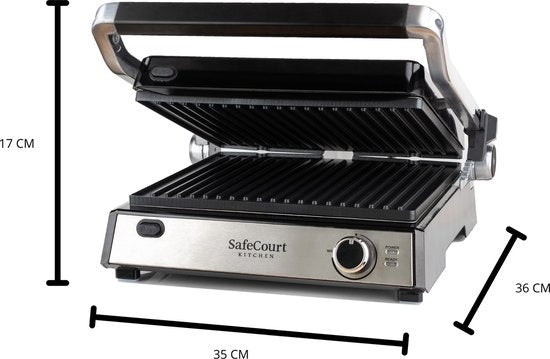 Safecourt Kitchen - 3-in-1 Kontaktgrill - Toaster - Abnehmbare Platten - 180 °C Gril - Schwarzl