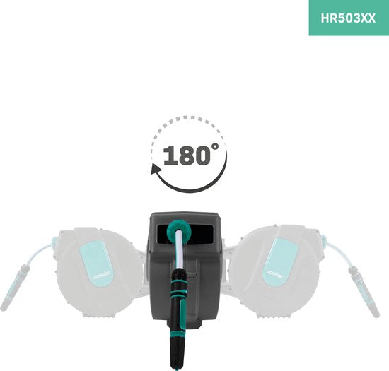 VONROC Wand-Schlauchbox - Inkl. 15m Gartenschlauch, Verbindungsschlauch, Tülle, Kupplungen & Wasserhahnanschluss - Automatisches Aufrollsystem