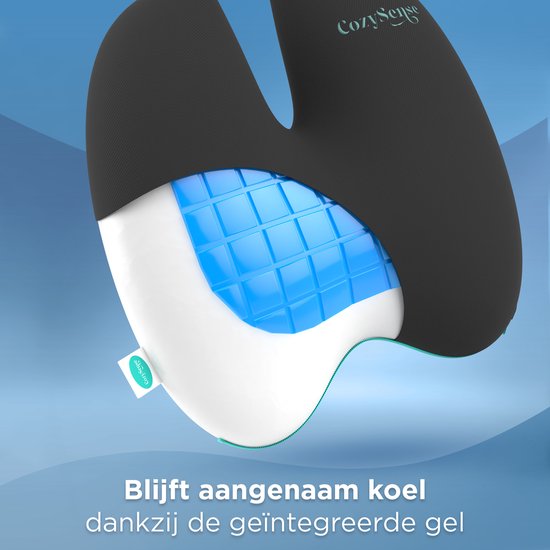 CozySense® Rückenstütze - Verstellbares Rückenkissen für den unteren Rücken - Lumbalkissen für Auto, Bürostuhl, Bett & Sofa - Ergonomisch - Mit Coolgel - Mittlere Festigkeit - Waschbarer Bezug