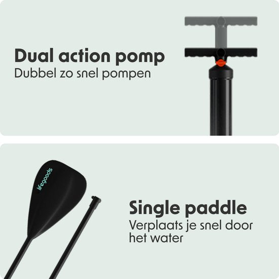 LifeGoods SUP Board All-round Compact - 100 KG Belastbarkeit - 300 x 76 cm - Aufblasbar - SUP-Komplettpaket - Mintgrün